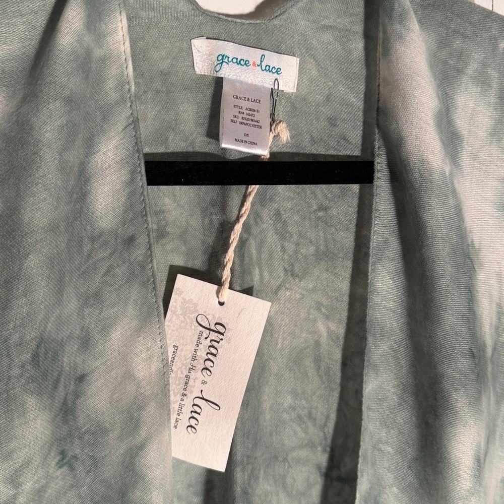 Green Tie Dye Lightweight Kimono/Wrap - Picture 3 of 8
